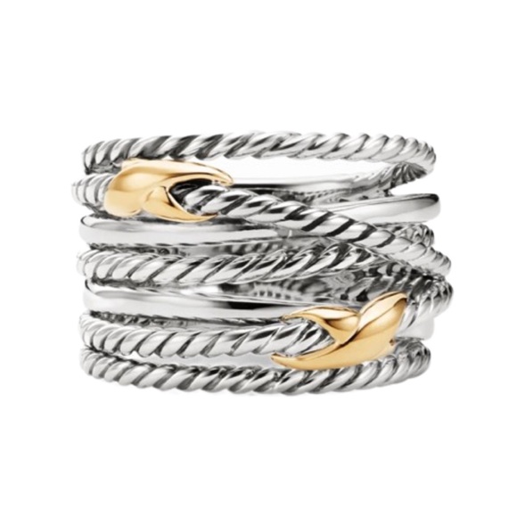 DAVID YURMAN • Double 18K Gold X Crossover Ring - Picture 10 of 13